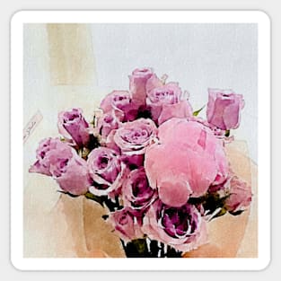 pretty purple flowers(watercolor painting) Sticker